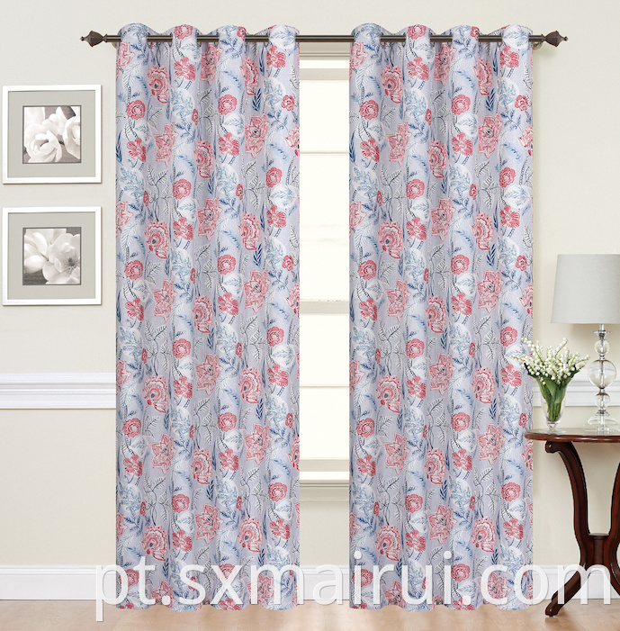 100% Polyester Flax Shade Printed Curtain